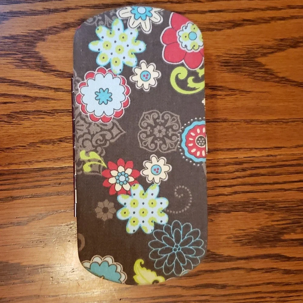 Thirty One Floral Glasses Case Clutch Wallet‎ Organizer Brown Blue Red